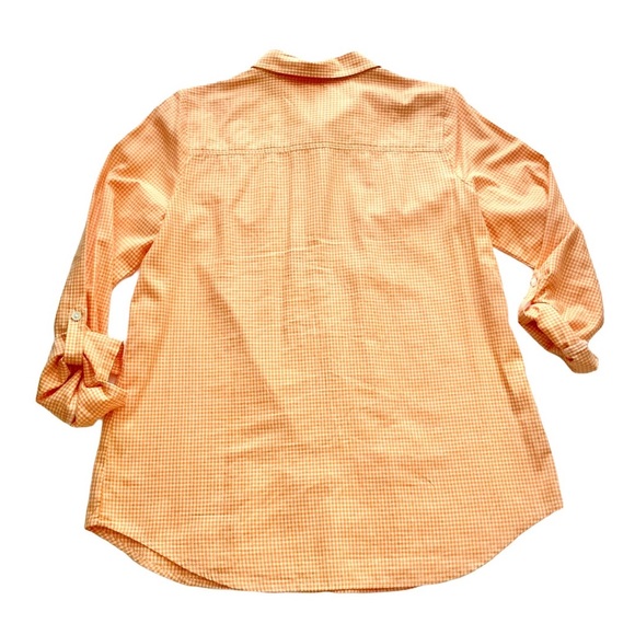 🆕 J.Jill Orange Embroidered Tuxedo Shirt Sz SM NWOT - Picture 6 of 11